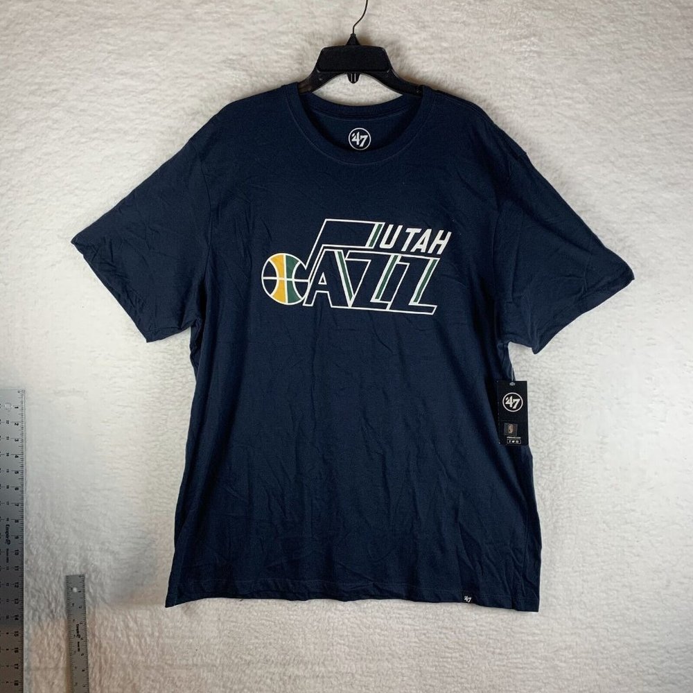 ’47 T-Shirt Mens 2XL Navy Cotton Utah Jazz Crew‎ Neck Short Sleeve Pullover 7369
